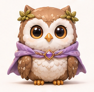 紫のマントをまとったフクロウ