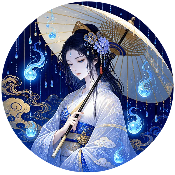 和傘を差した雨女