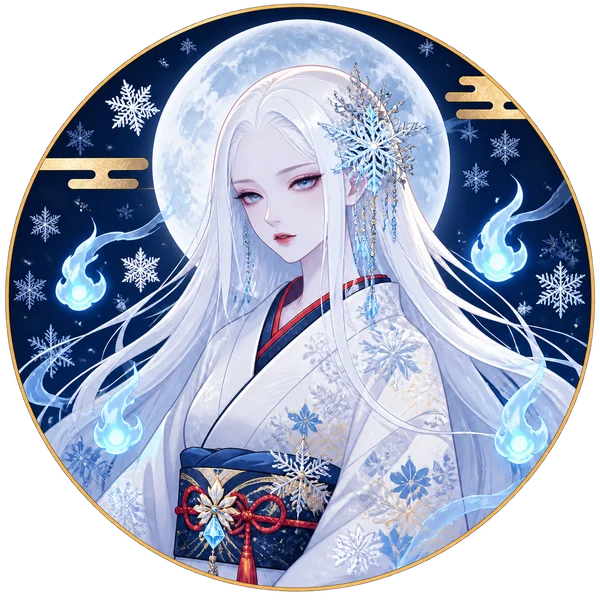 雪の結晶に包まれる雪女